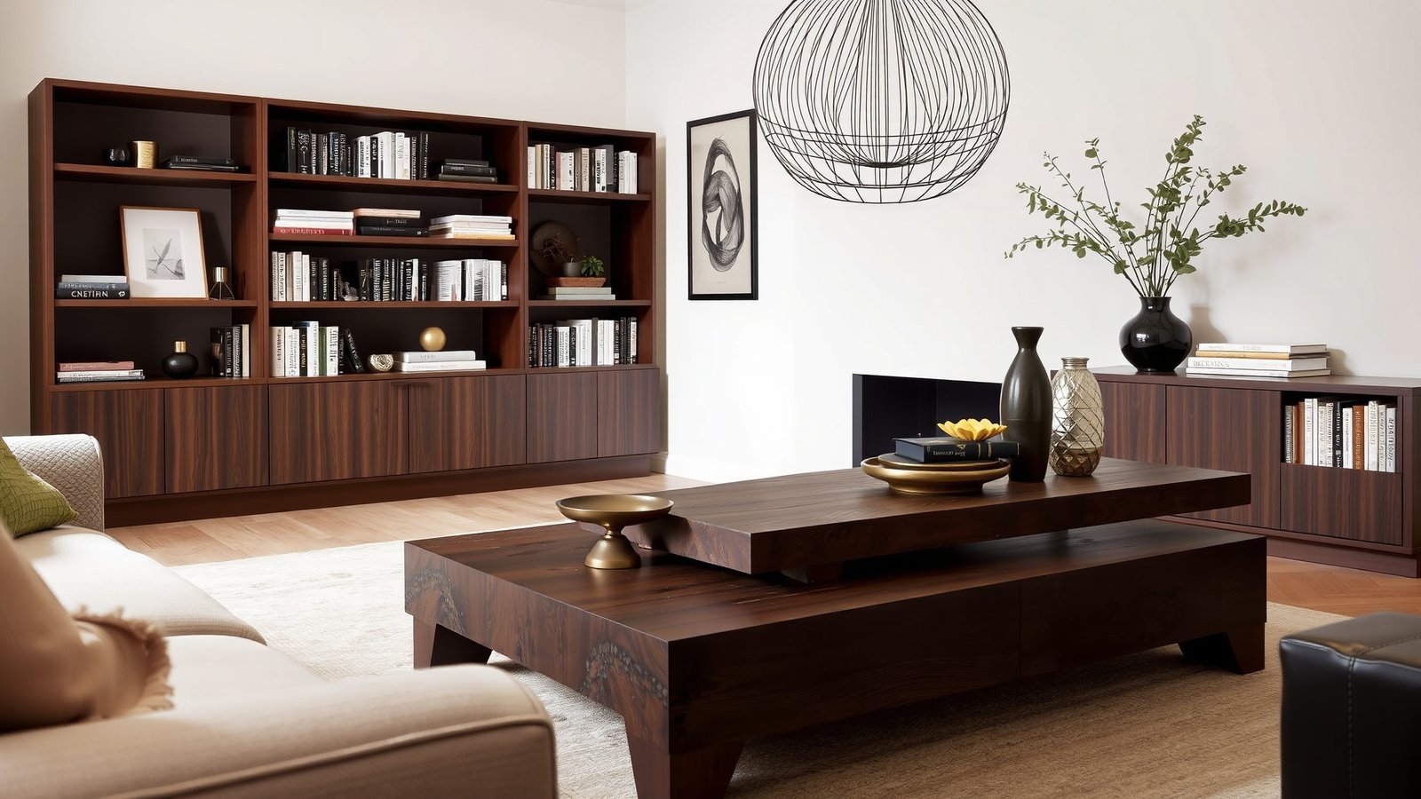 1. Dark Wood Accents