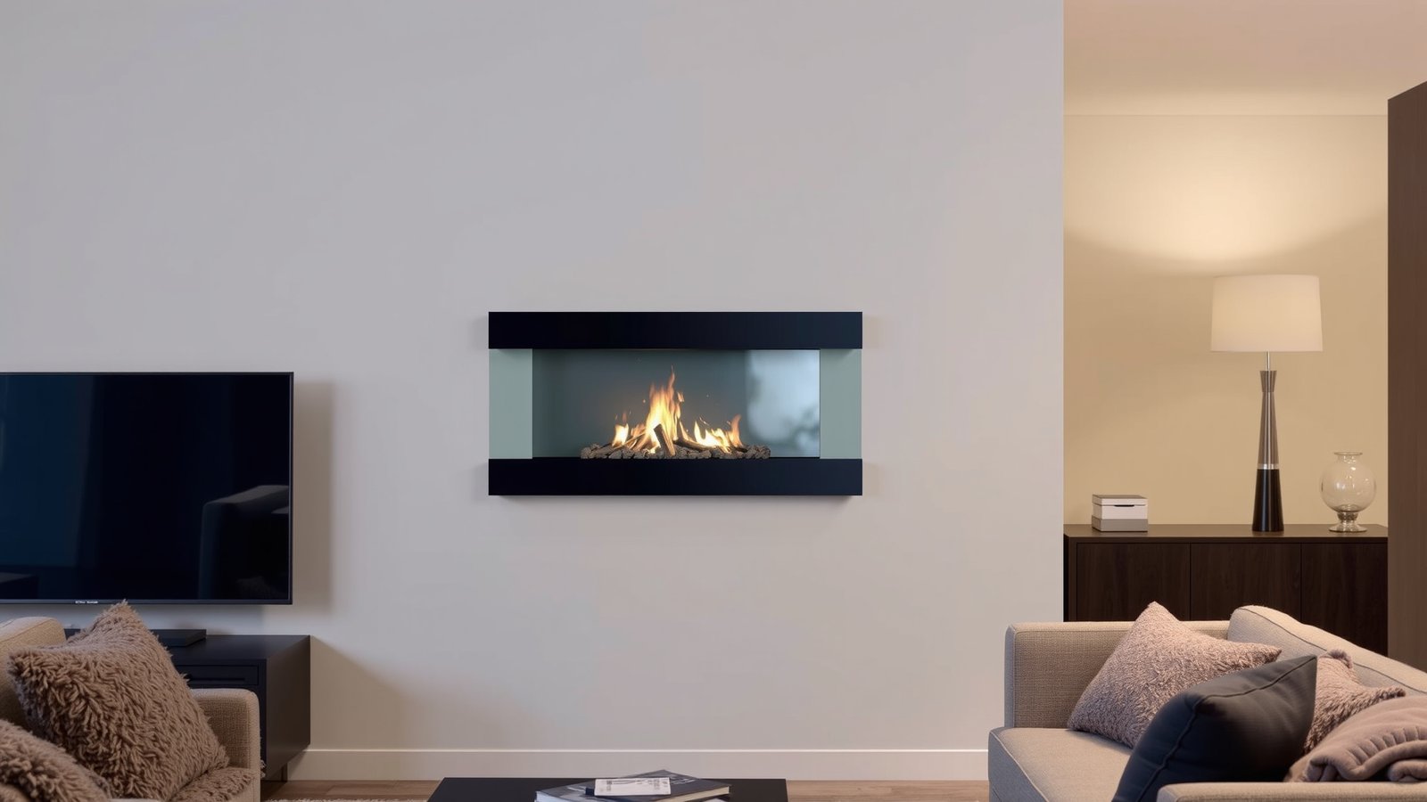 1. Minimalist Wall-Mounted Fireplace