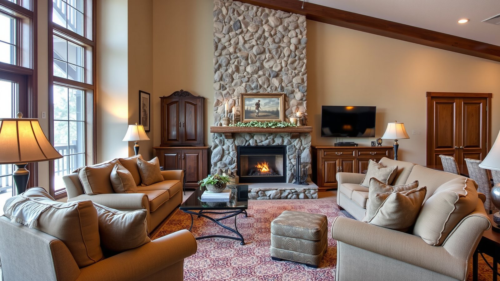 1. Stone Hearth Fireplace