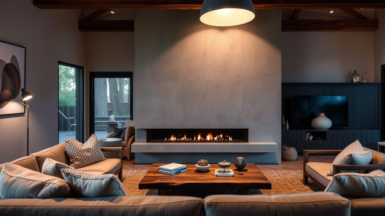 10. Minimalist Concrete Fireplace