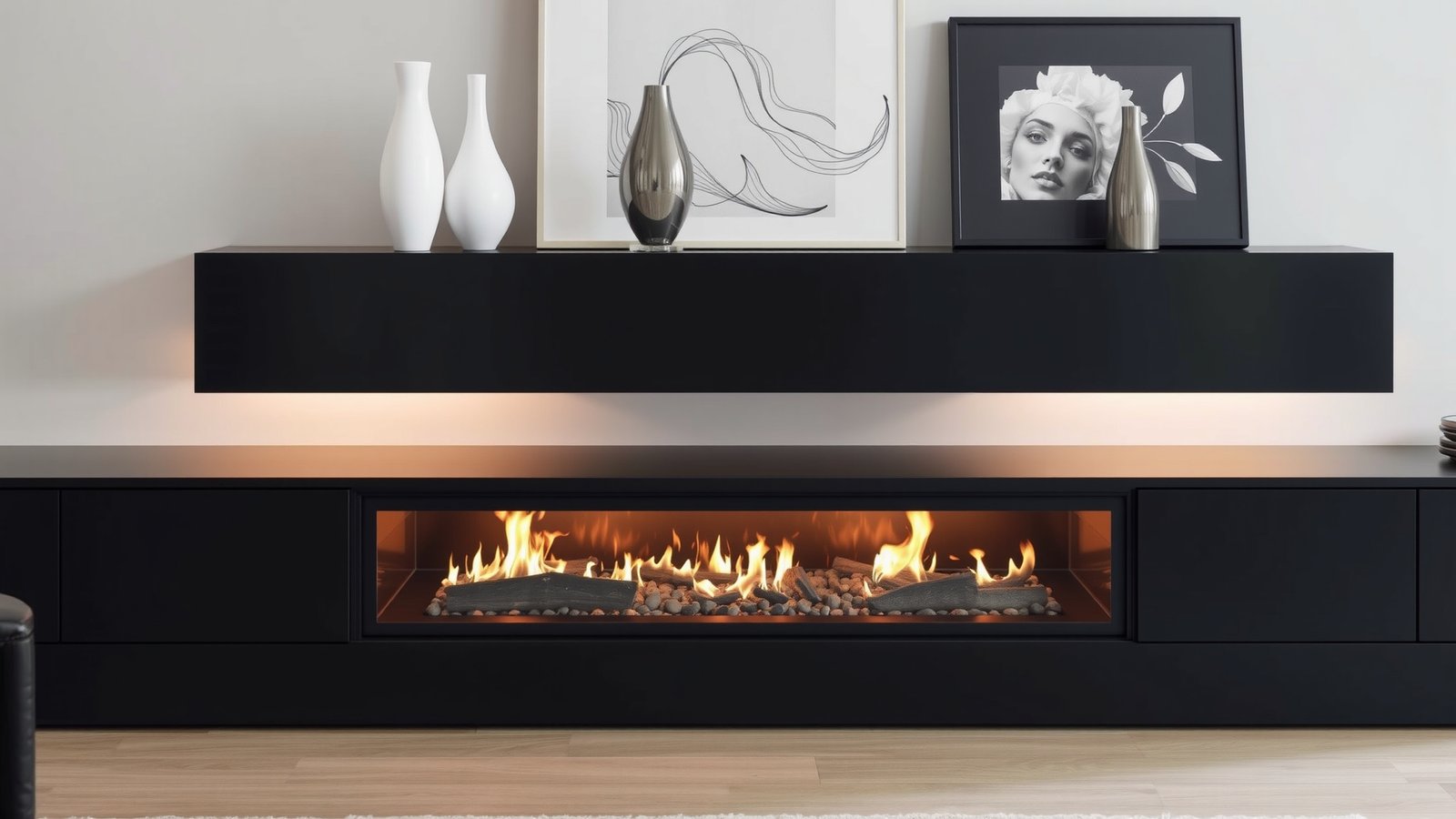 11. Black Fireplace with Glass Doors