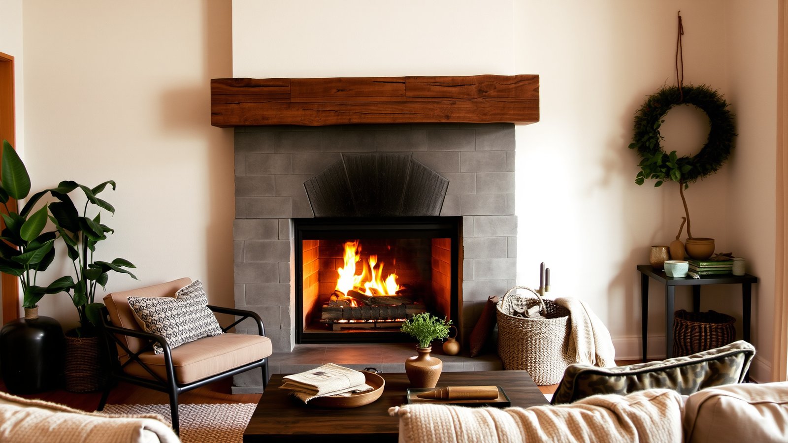 11. Rustic Modern Fireplace
