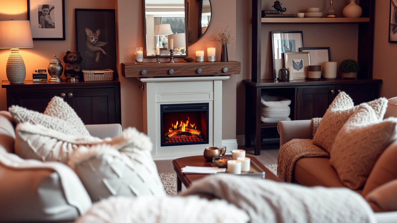 13. Farmhouse Style Electric Fireplace