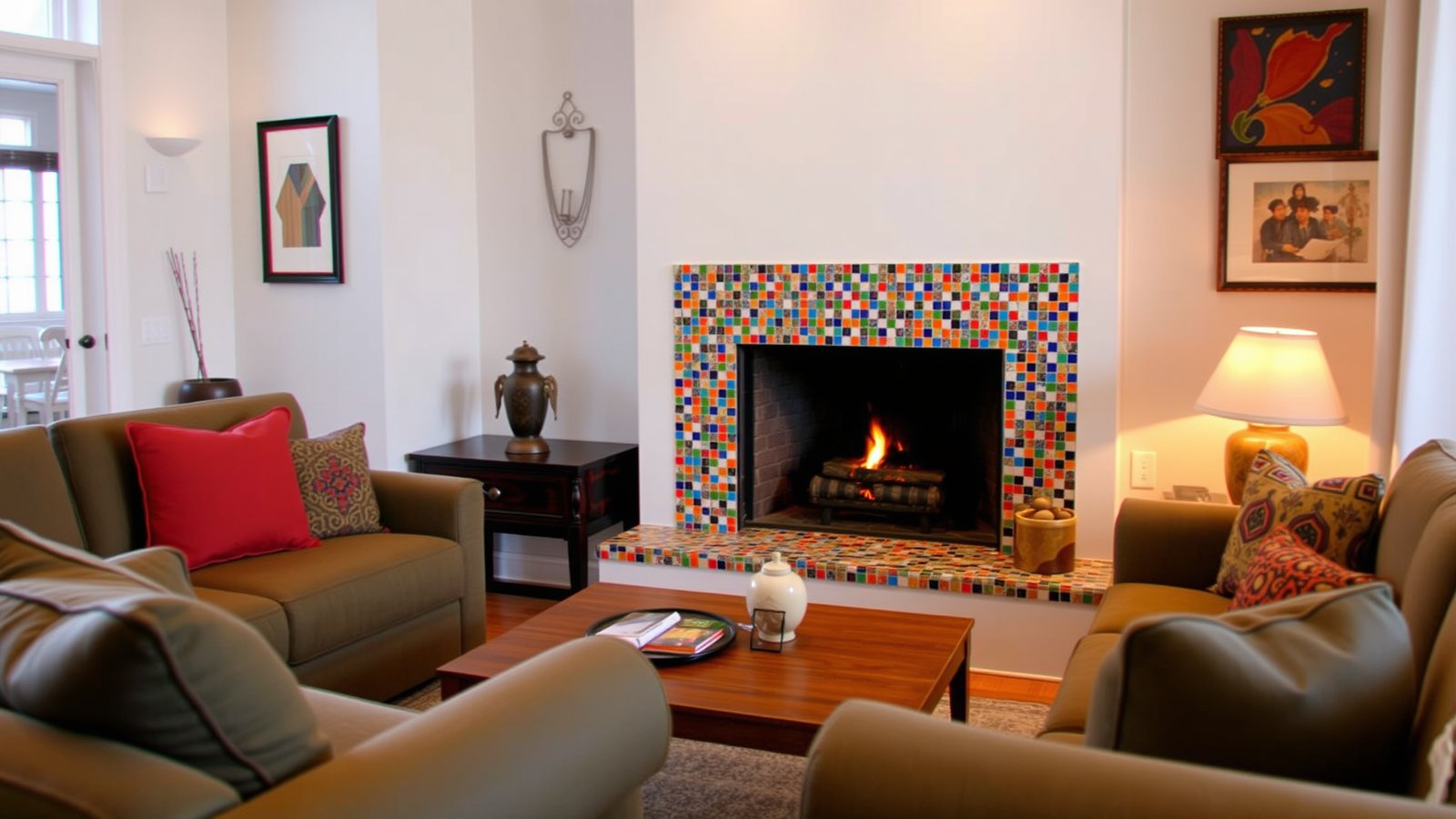 14. Tile Surround Fireplace