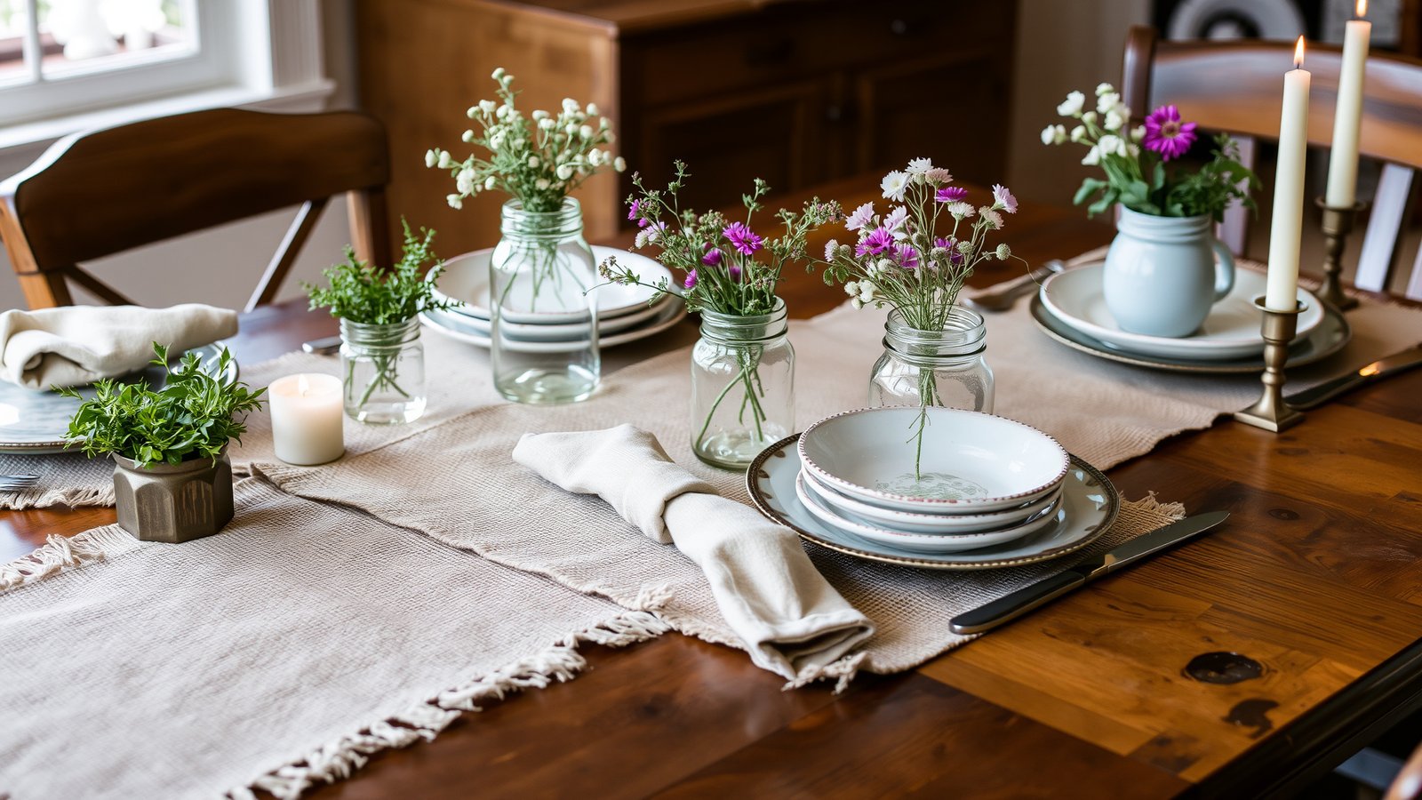 2. Rustic Farmhouse Table Setting