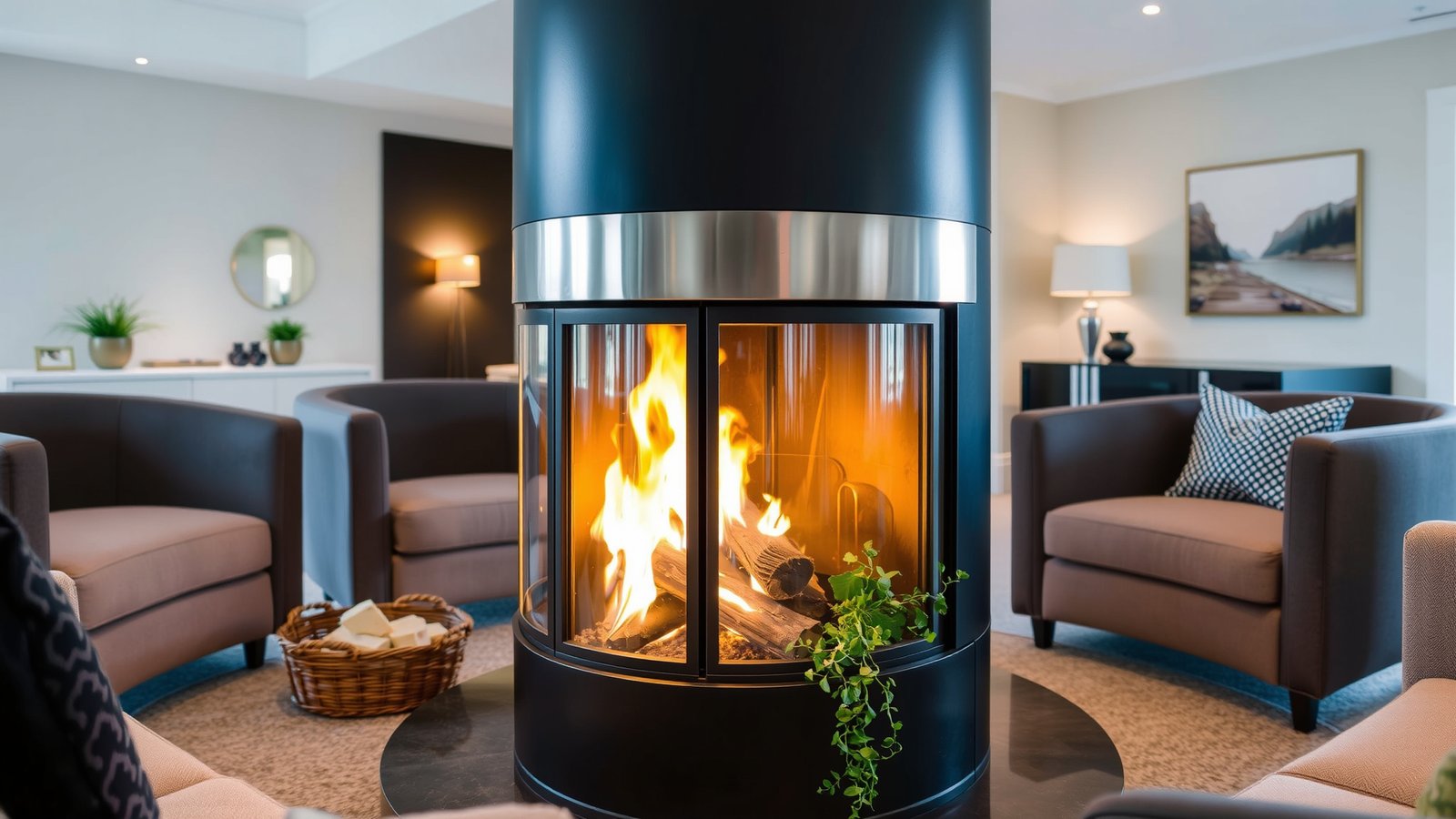 3. Freestanding Modern Fireplace