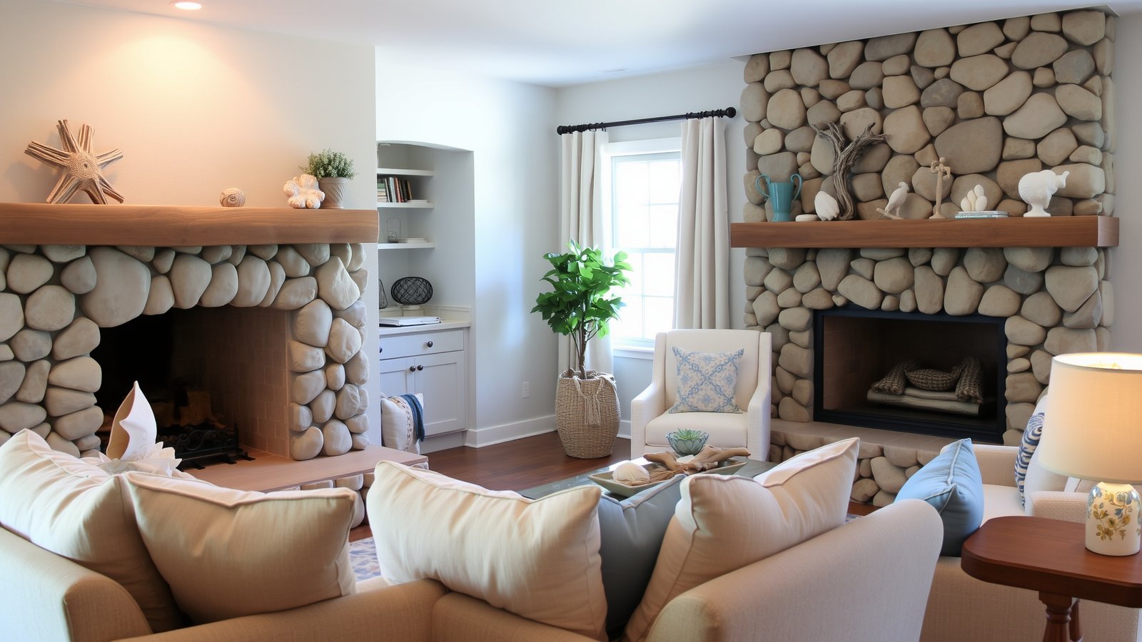 4. Coastal Charm with Beach Stones