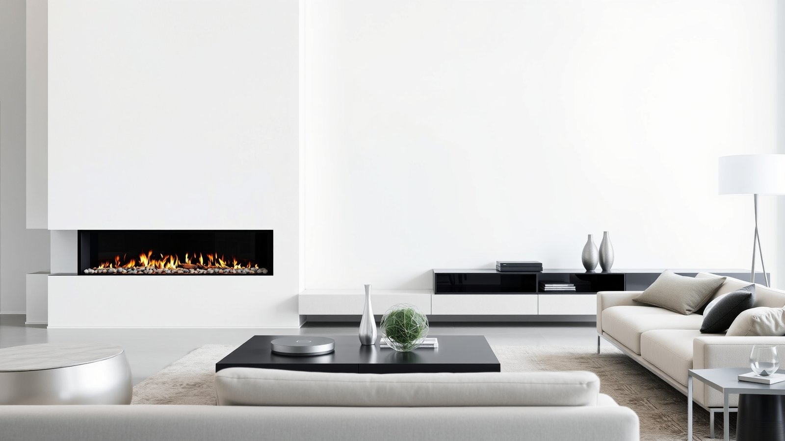 5. Modern Black Frame Fireplace