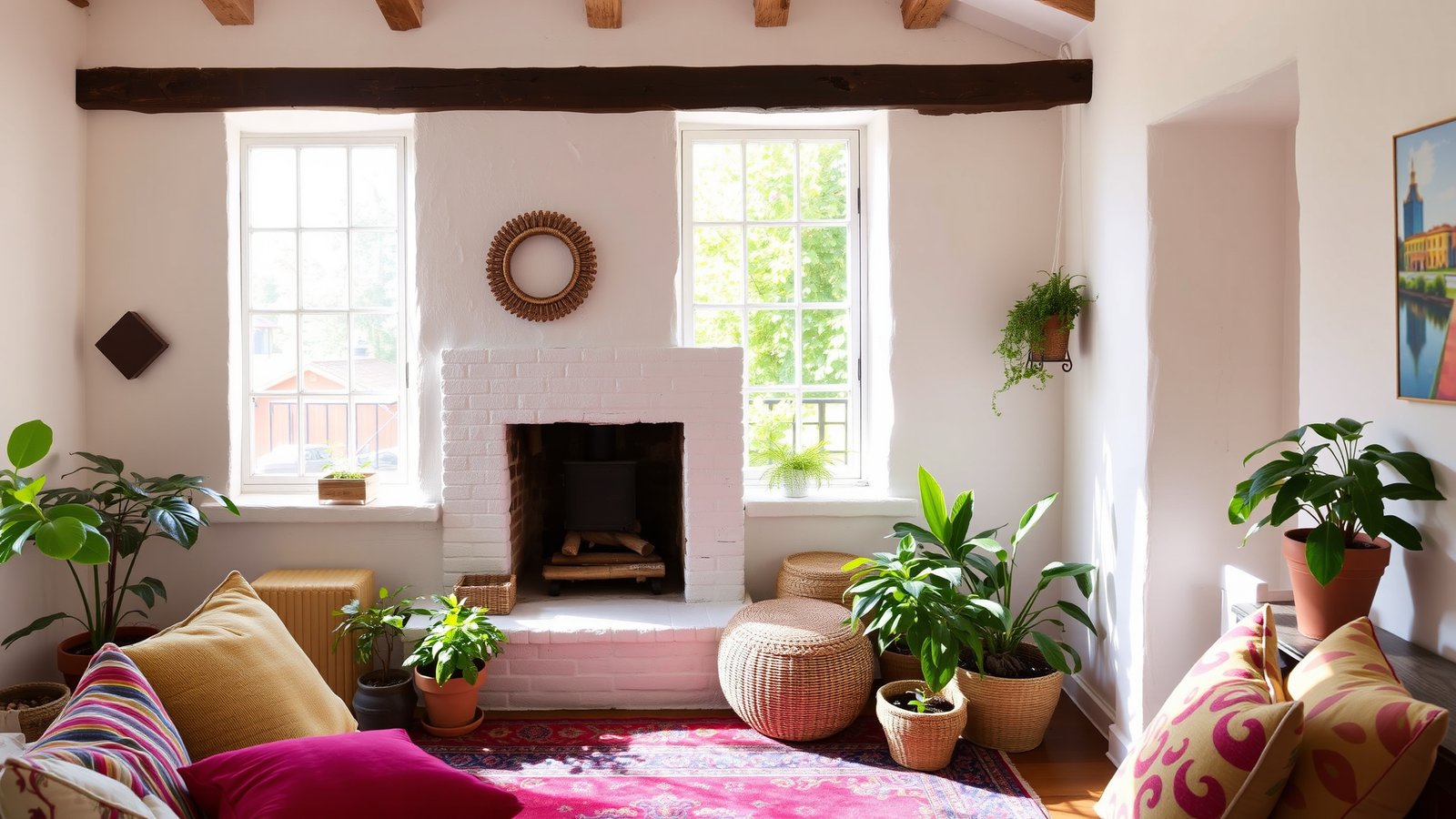 5. Whitewashed Fireplace