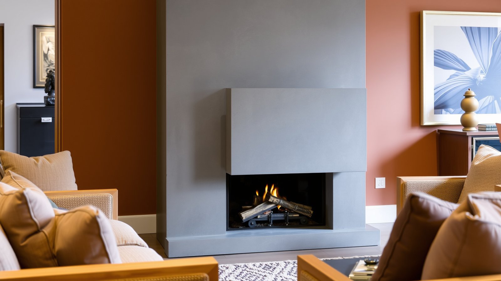 8. Concrete Fireplace